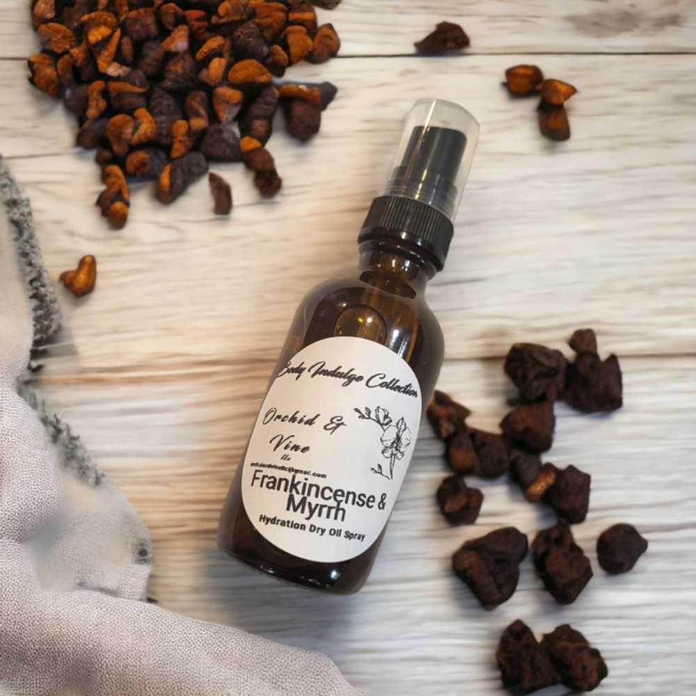 Frankincense & Myrrh Body Hydration Dry Body Oil Spray Hair Beard oil 2 oz - Picture 2 of 2